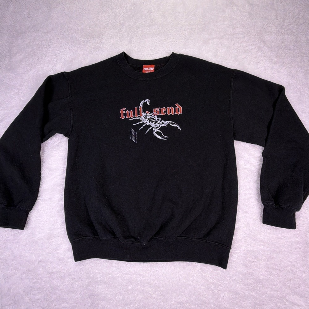 Full Send Scorpion Black Pullover Crewneck Sweatshirt Women's Medium - Nelk Boys